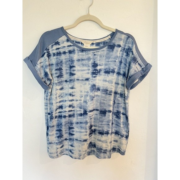 Lucky Brand Womens T-Shirt Blue Tie Dye Scoop Neck Short Sleeve Pullover - Picture 5 of 6